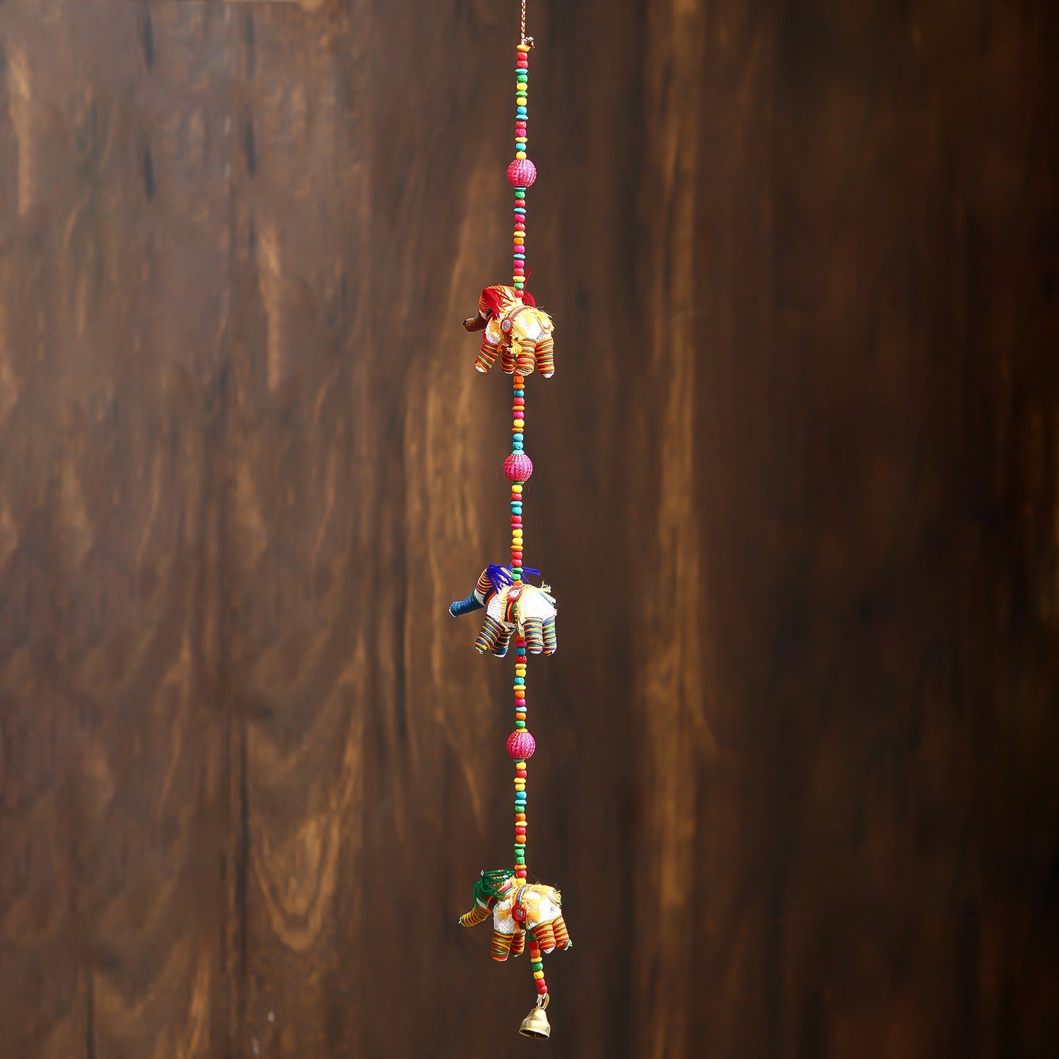 Multicolor Handcrafted Decorative Three Elephant Wall/Door/Window Hanging