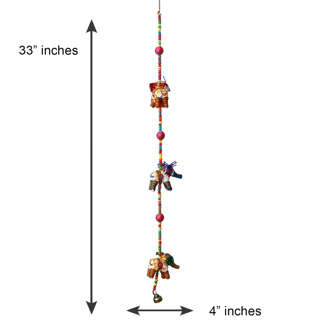 Multicolor Handcrafted Decorative Three Elephant Wall/Door/Window Hanging
