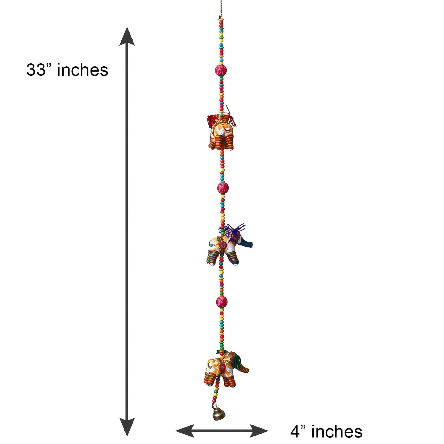 Multicolor Handcrafted Decorative Three Elephant Wall/Door/Window Hanging