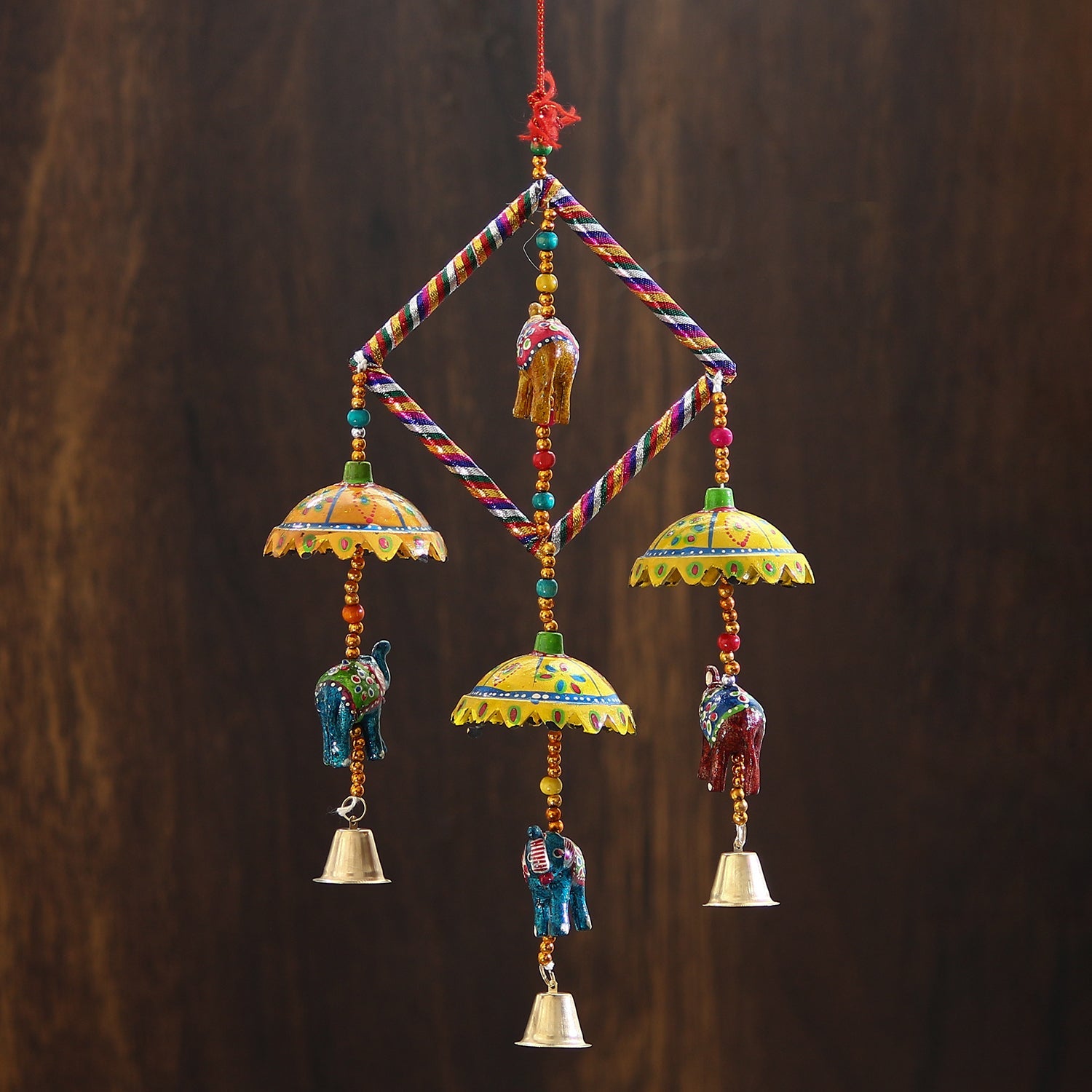 Handcrafted Decorative Elephant with Chatri Wall/Door/Window Hanging Bells