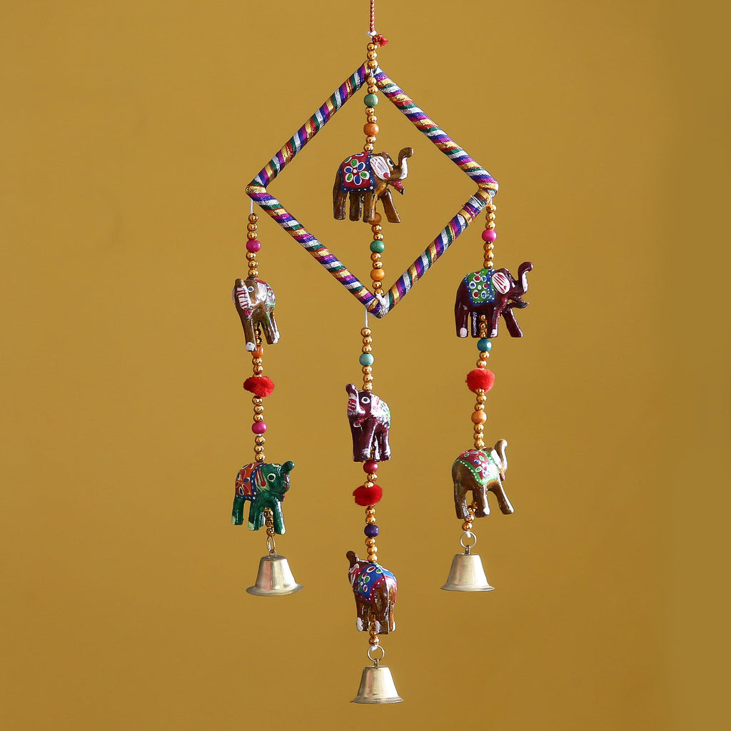 Handcrafted Decorative Elephant Wall/Door/Window Hanging Bells Kafalo