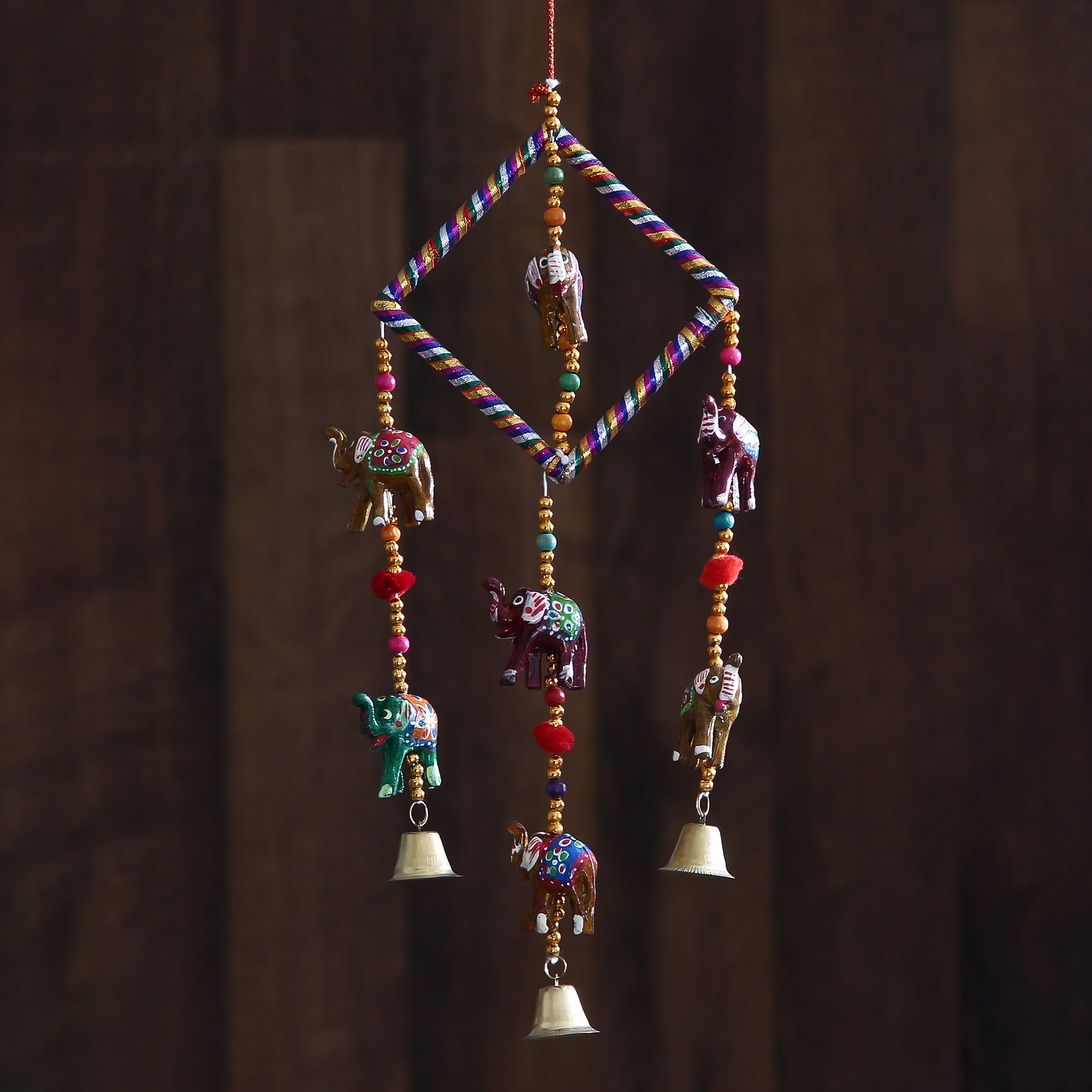 Handcrafted Decorative Elephant Wall/Door/Window Hanging Bells Kafalo