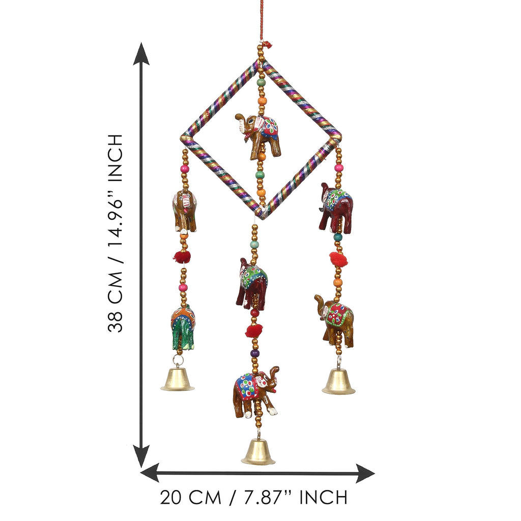 Handcrafted Decorative Elephant Wall/Door/Window Hanging Bells Kafalo