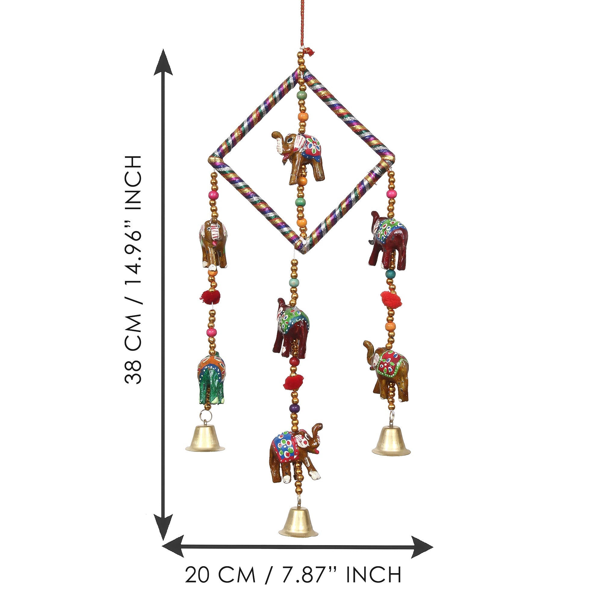 Handcrafted Decorative Elephant Wall/Door/Window Hanging Bells Kafalo