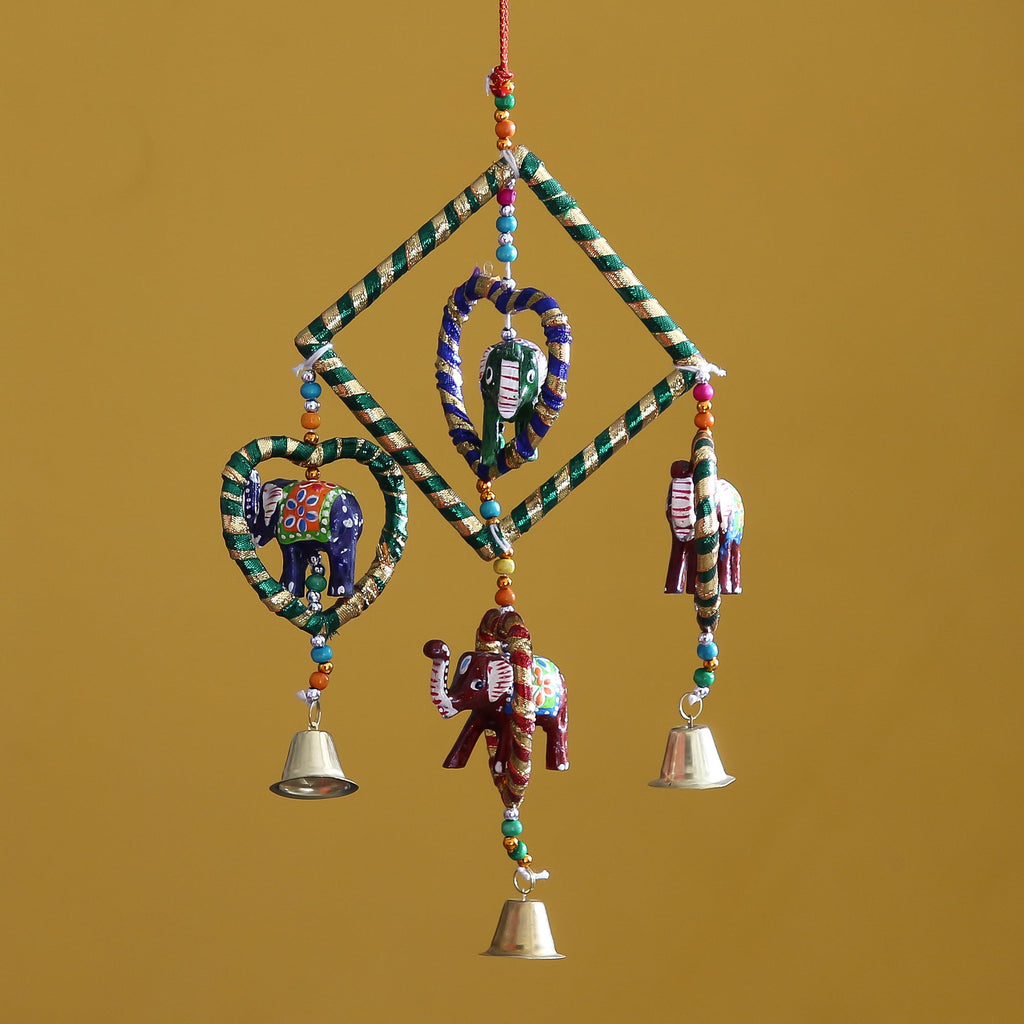 Handcrafted Decorative Elephant Wall/Door/Window Hanging Bells Kafalo