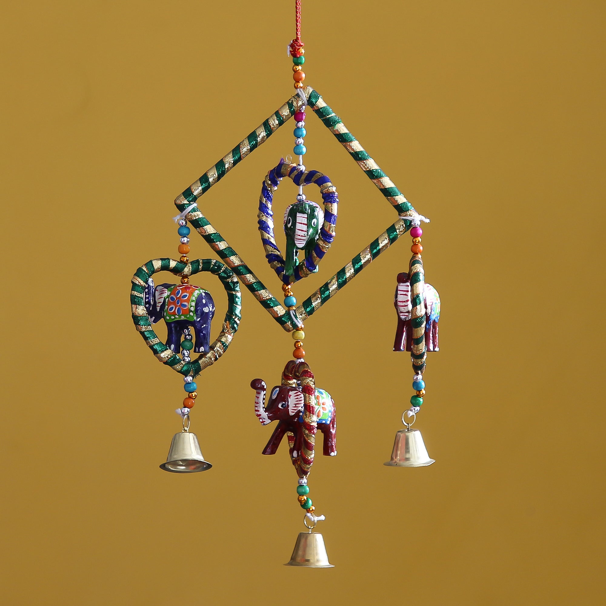 Handcrafted Decorative Elephant Wall/Door/Window Hanging Bells Kafalo