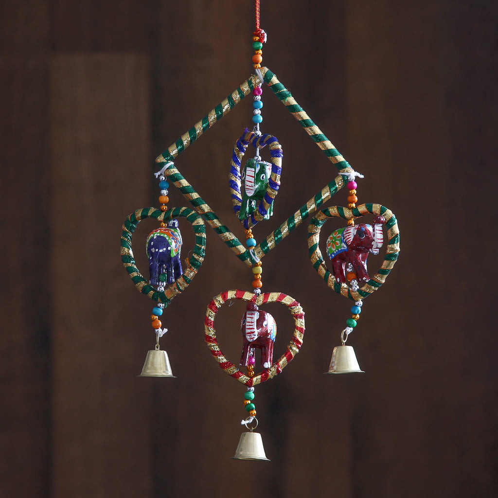 Handcrafted Decorative Elephant Wall/Door/Window Hanging Bells Kafalo