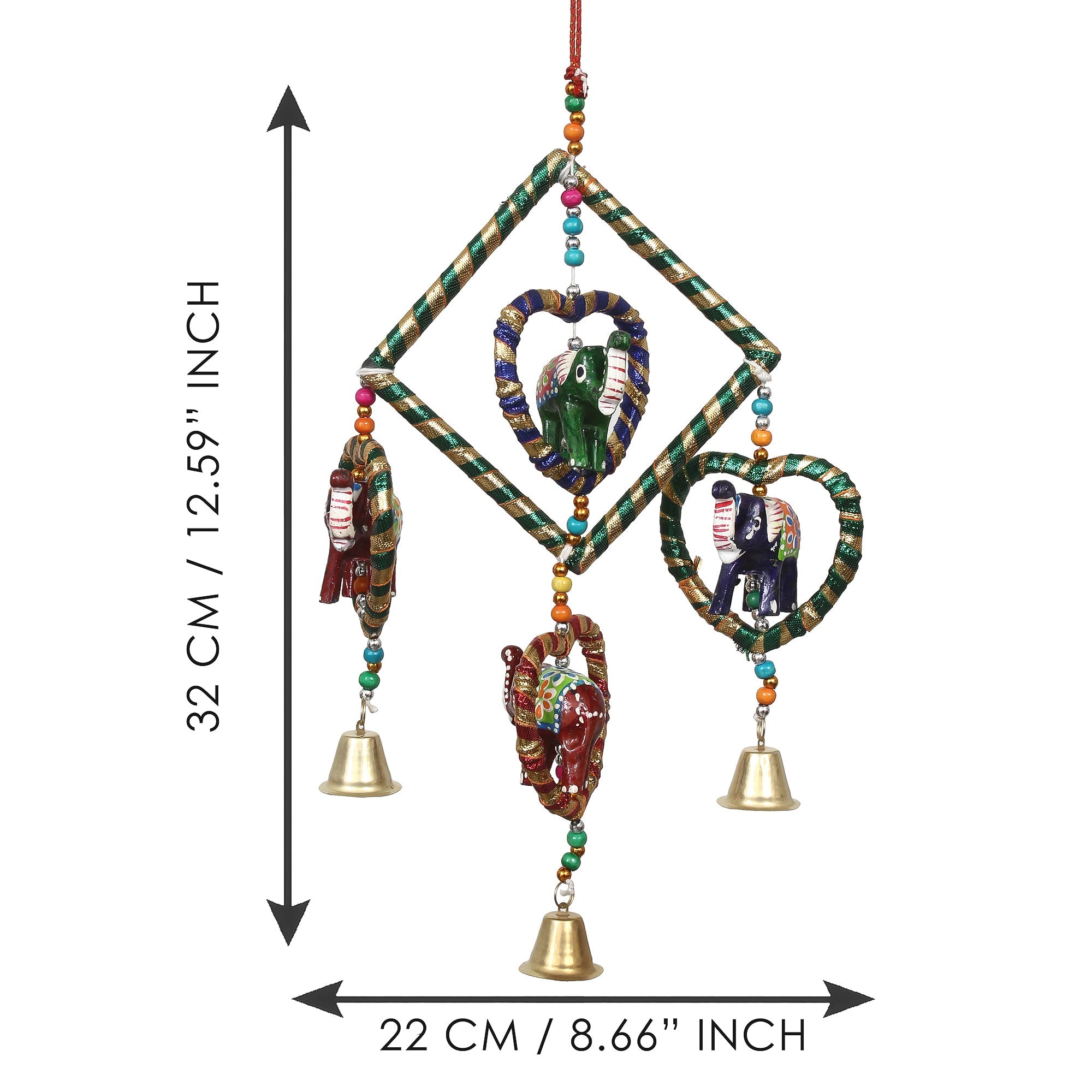 Handcrafted Decorative Elephant Wall/Door/Window Hanging Bells Kafalo