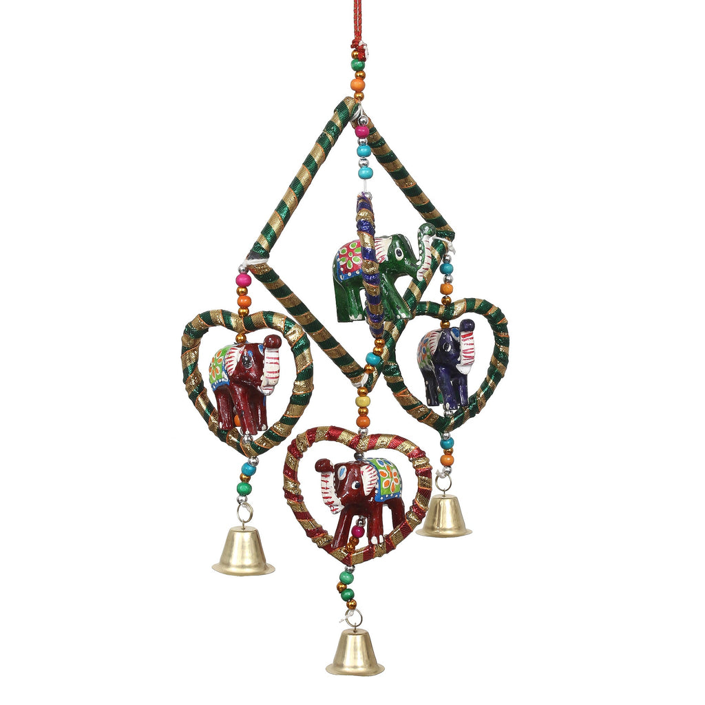 Handcrafted Decorative Elephant Wall/Door/Window Hanging Bells Kafalo
