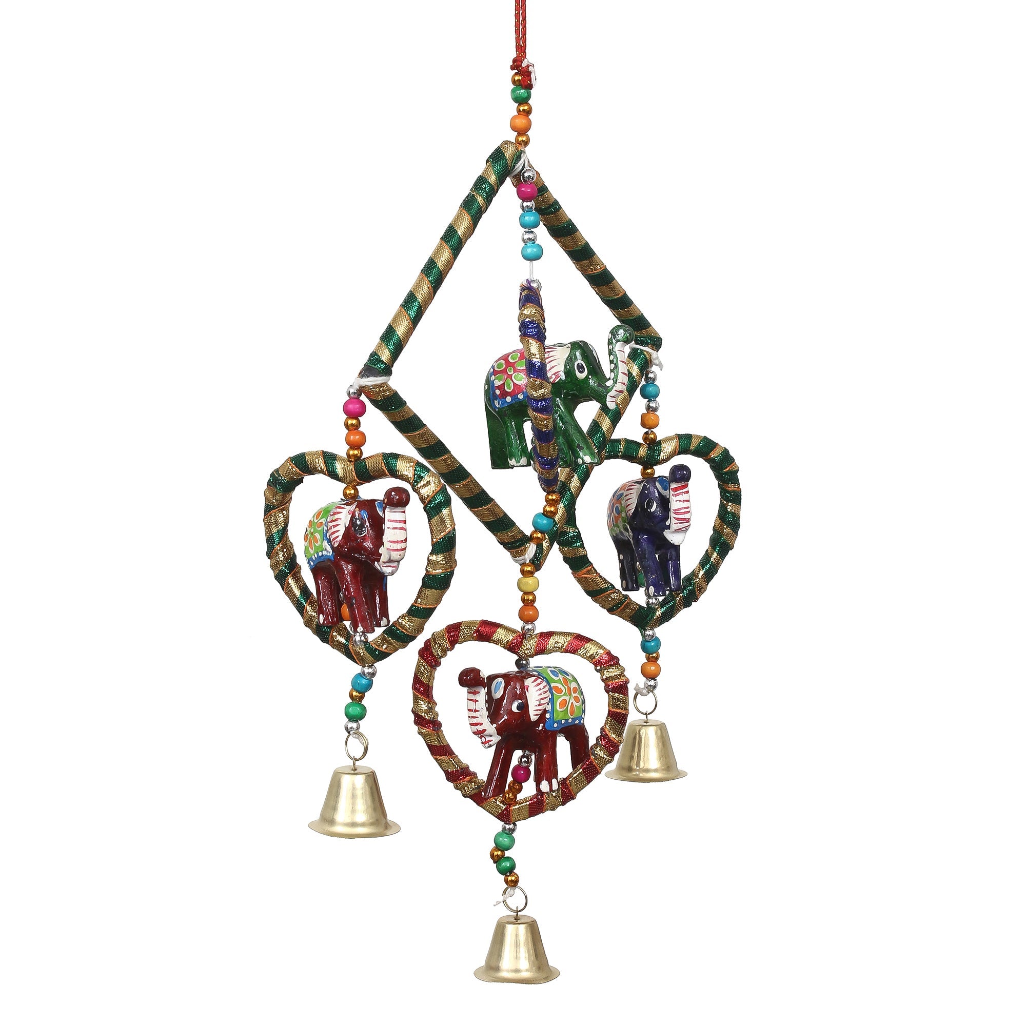 Handcrafted Decorative Elephant Wall/Door/Window Hanging Bells Kafalo