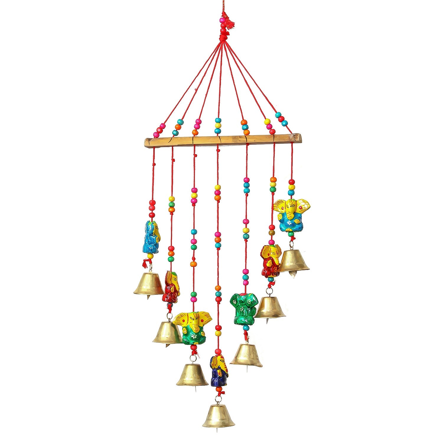Multicolor Handcrafted Decorative Lord Ganesha Wall/Door/Window Hanging Bells Kafalo