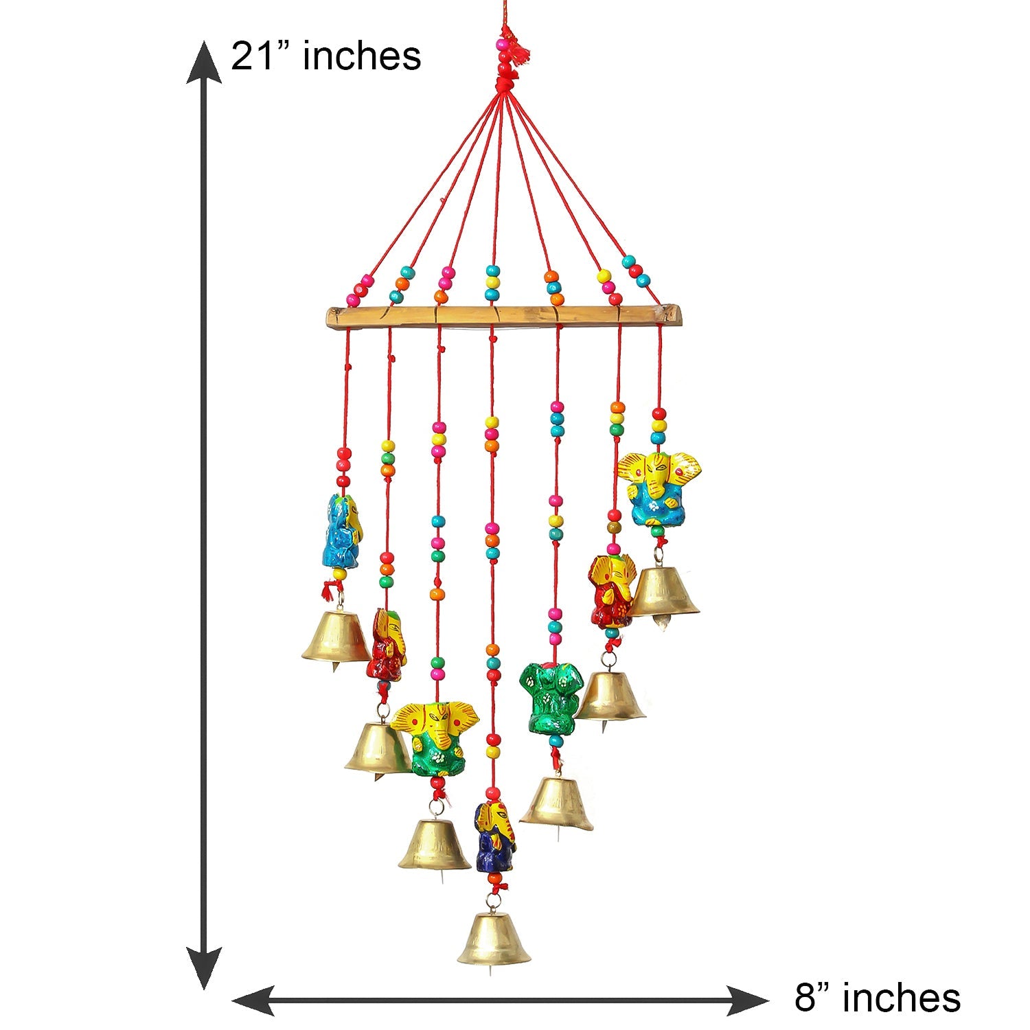 Multicolor Handcrafted Decorative Lord Ganesha Wall/Door/Window Hanging Bells Kafalo