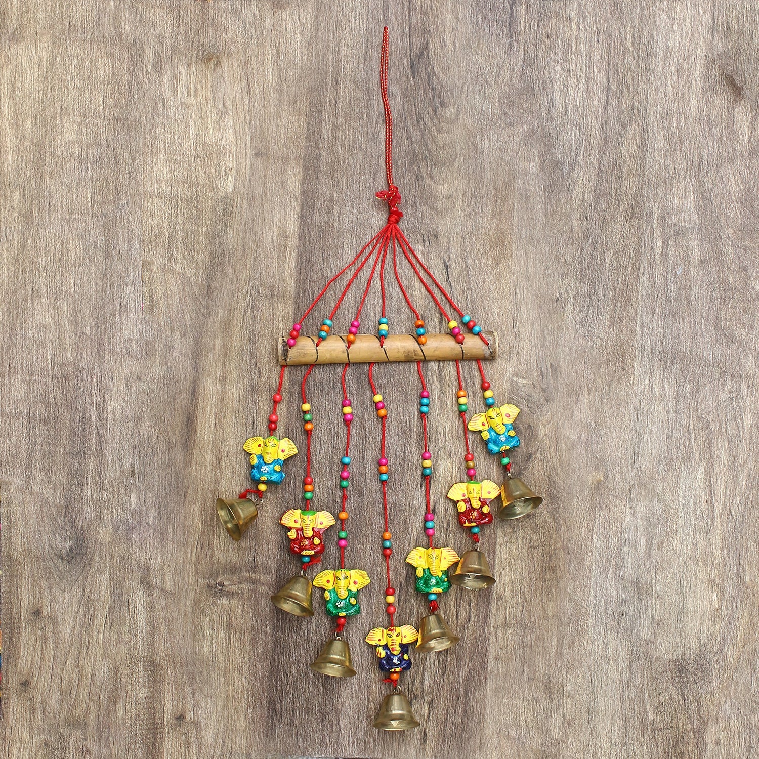 Multicolor Handcrafted Decorative Lord Ganesha Wall/Door/Window Hanging Bells Kafalo