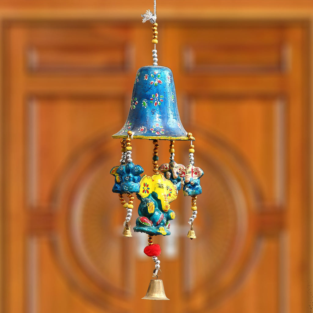Handcrafted Decorative Lord Ganesha Wall/Door/Window Hanging Bells Kafalo
