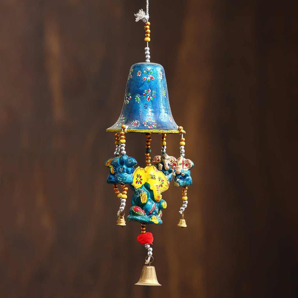 Handcrafted Decorative Lord Ganesha Wall/Door/Window Hanging Bells Kafalo