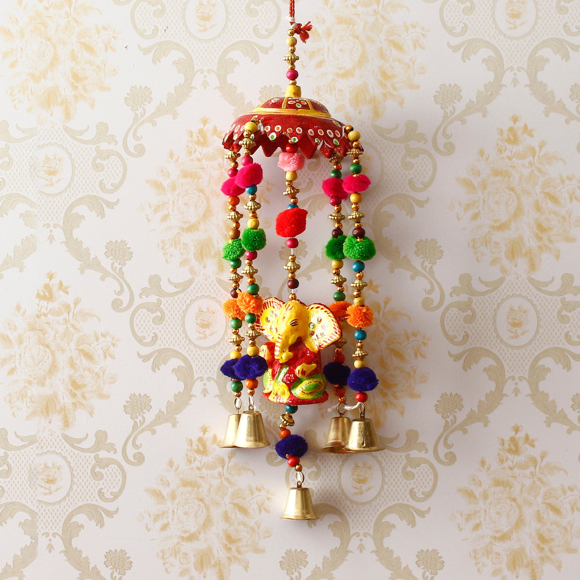 Handcrafted Decorative Lord Ganesha Wall/Door/Window Hanging Bells Kafalo