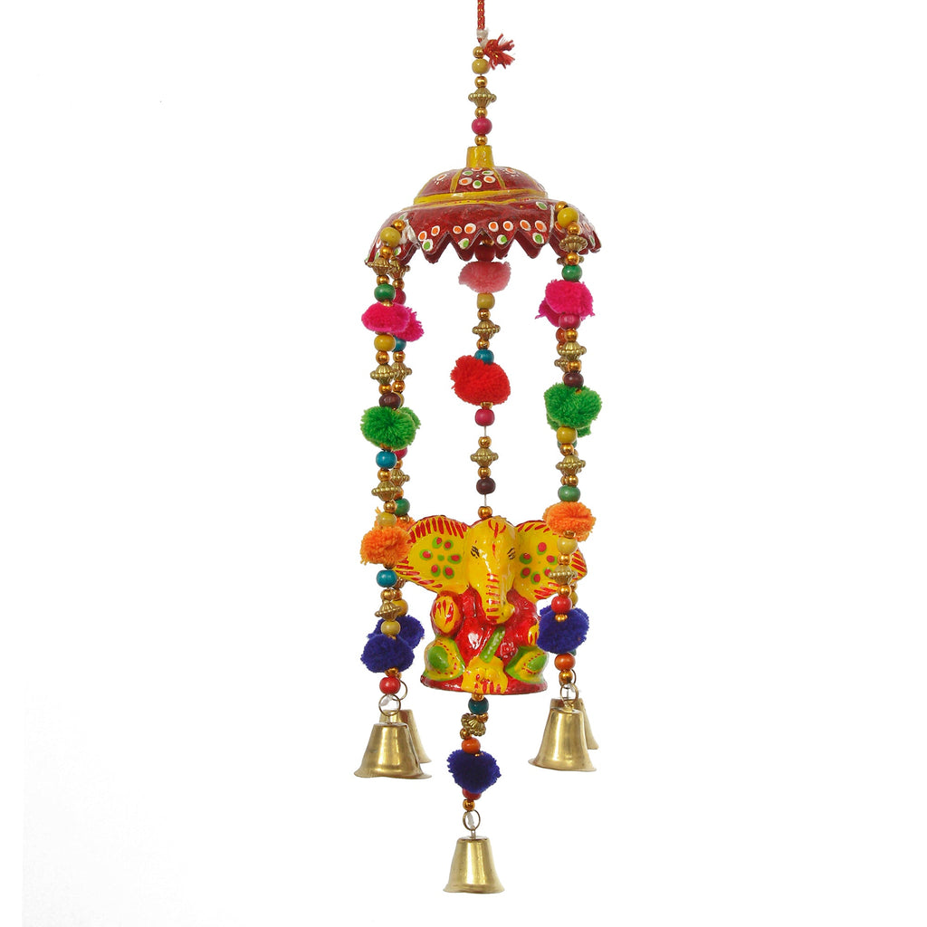 Handcrafted Decorative Lord Ganesha Wall/Door/Window Hanging Bells Kafalo