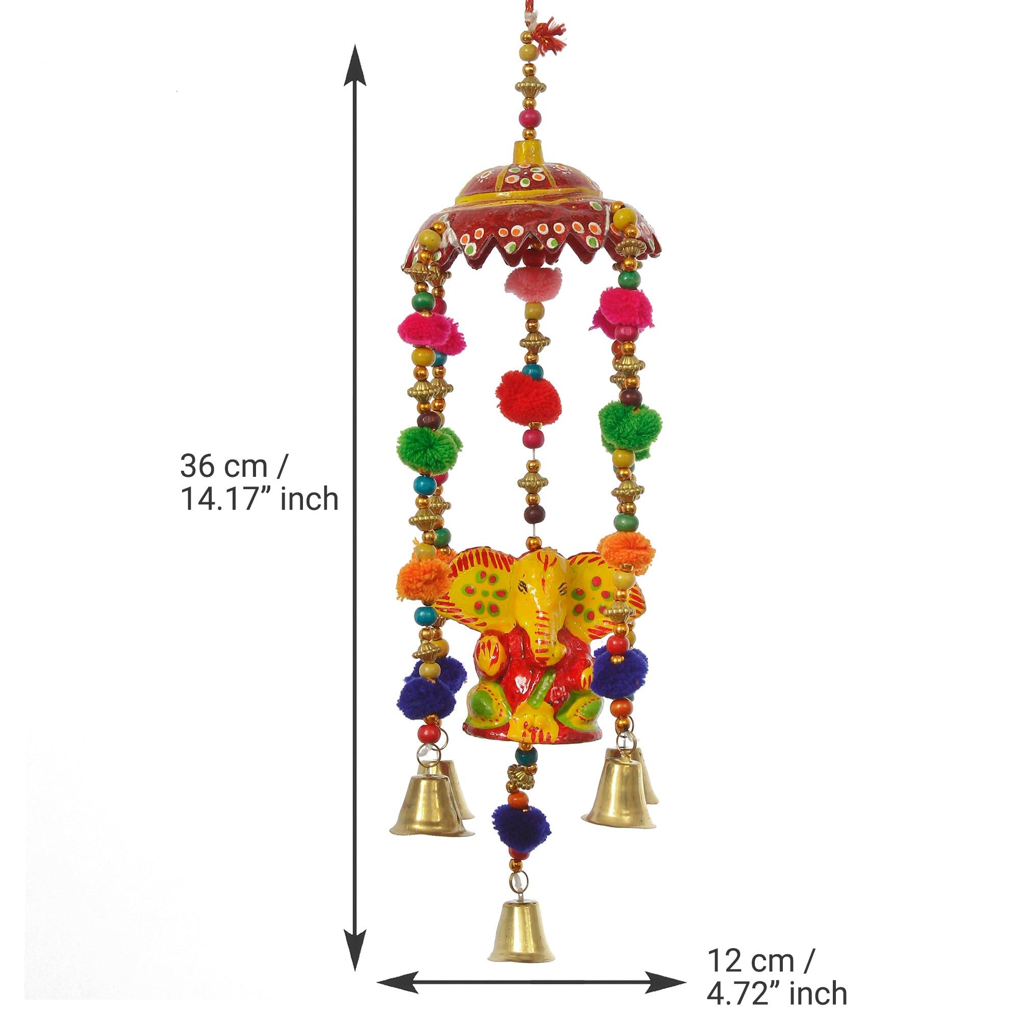 Handcrafted Decorative Lord Ganesha Wall/Door/Window Hanging Bells Kafalo