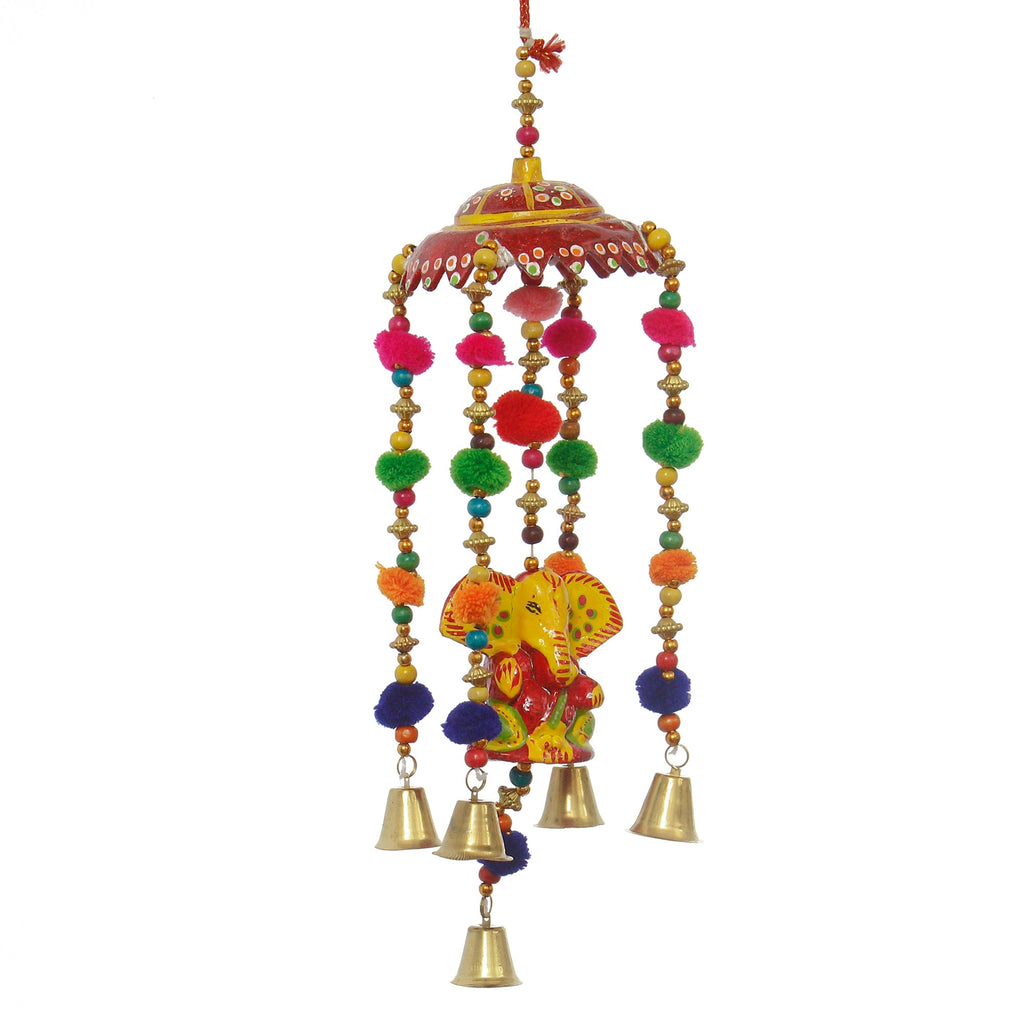 Handcrafted Decorative Lord Ganesha Wall/Door/Window Hanging Bells Kafalo