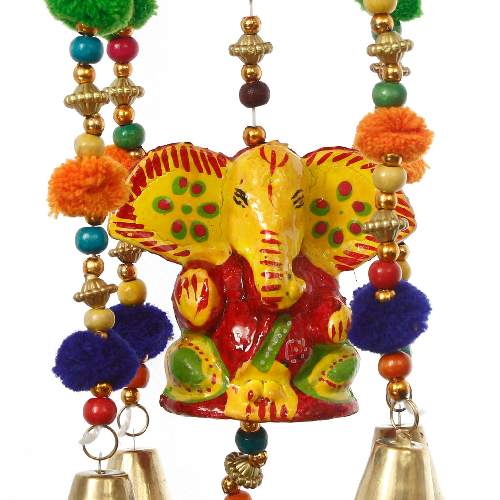 Handcrafted Decorative Lord Ganesha Wall/Door/Window Hanging Bells Kafalo