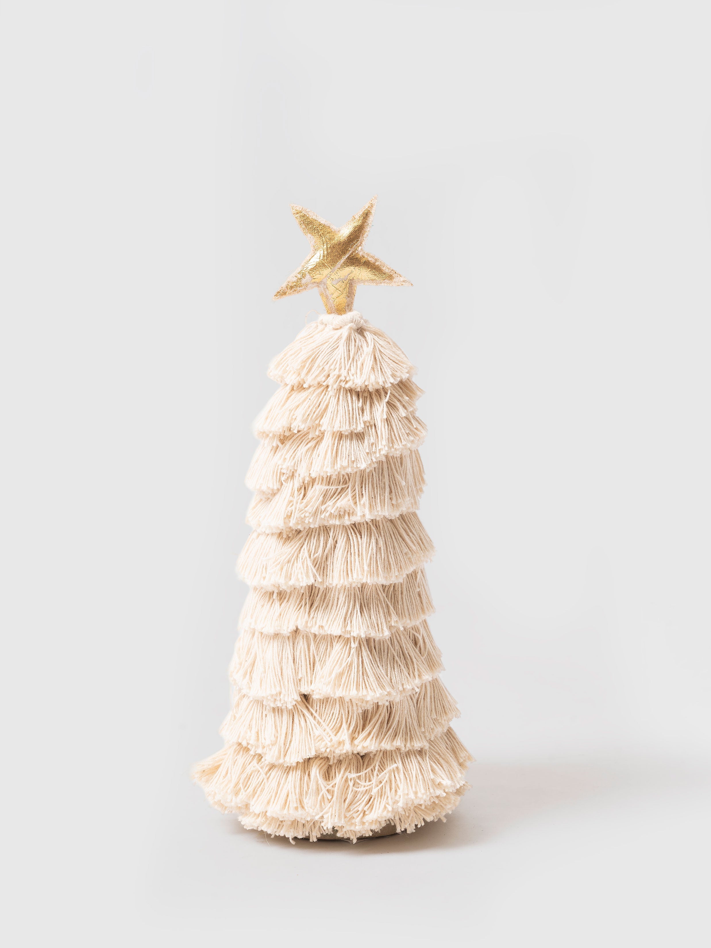 Winter White Tassel Christmas Tree Décor Contrast Living
