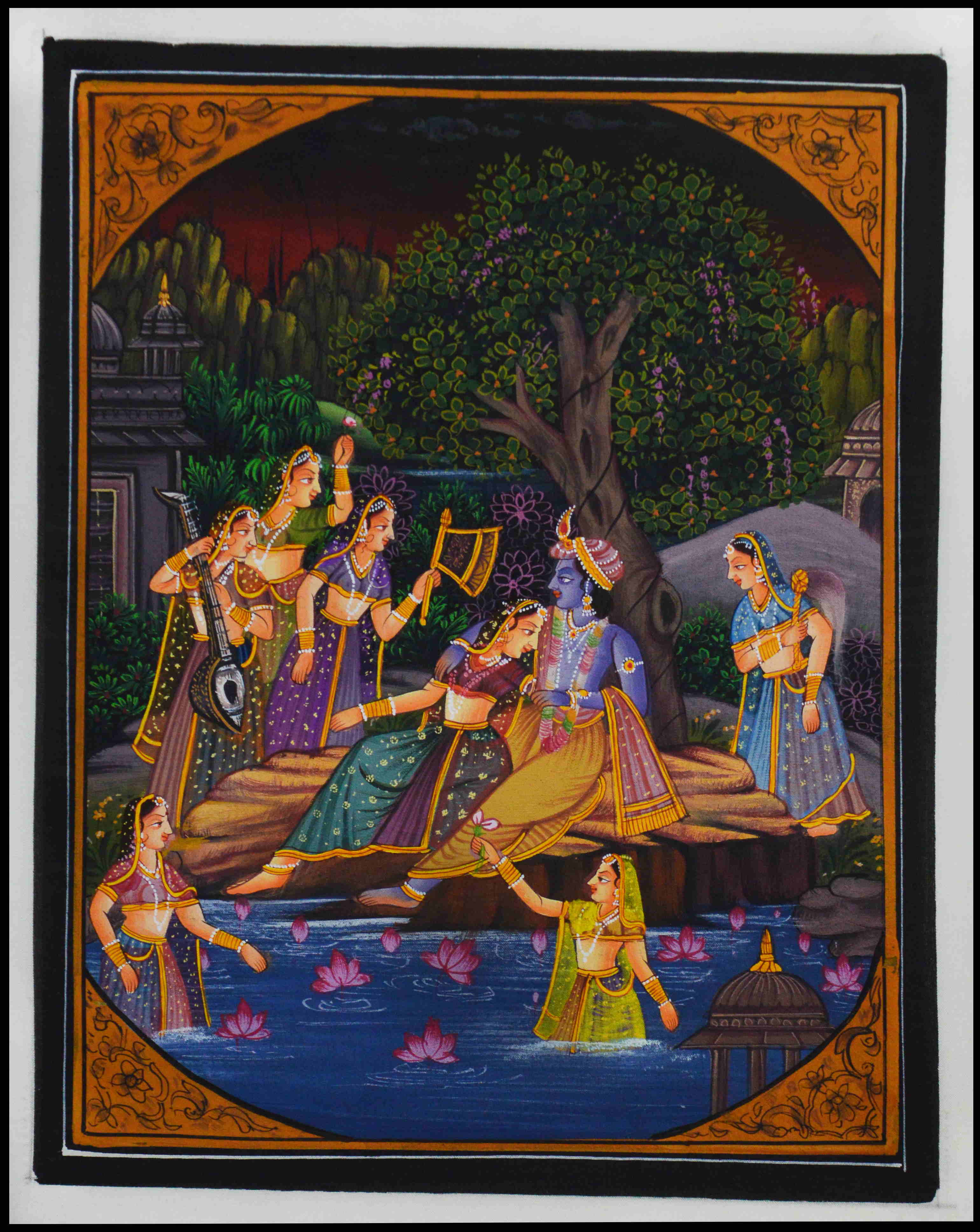 Krishna Teasing Radha Original Art Silk Painting Kafalo