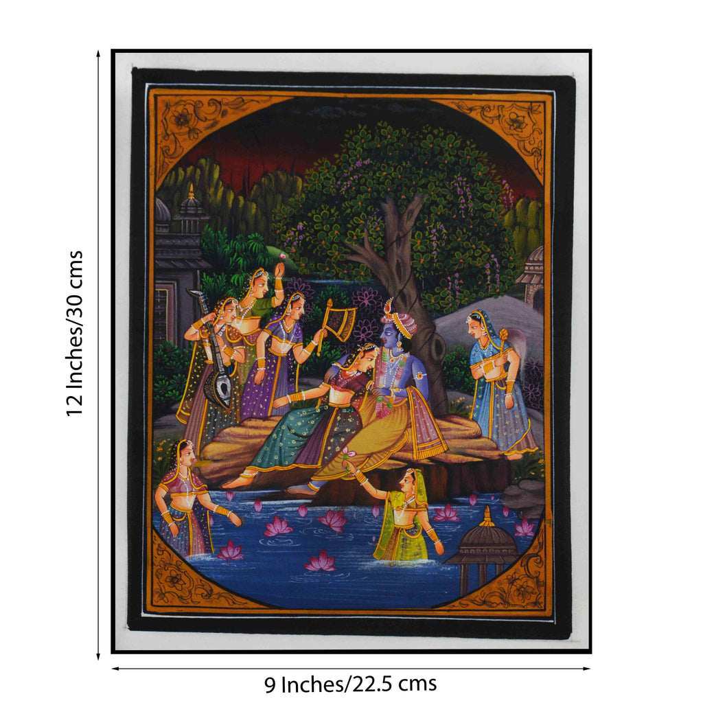 Krishna Teasing Radha Original Art Silk Painting Kafalo