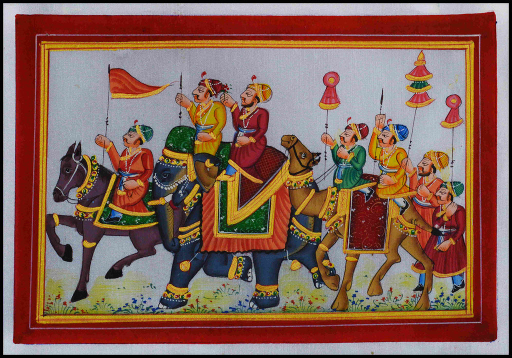 Royal Procession Original Art Silk Painting Kafalo