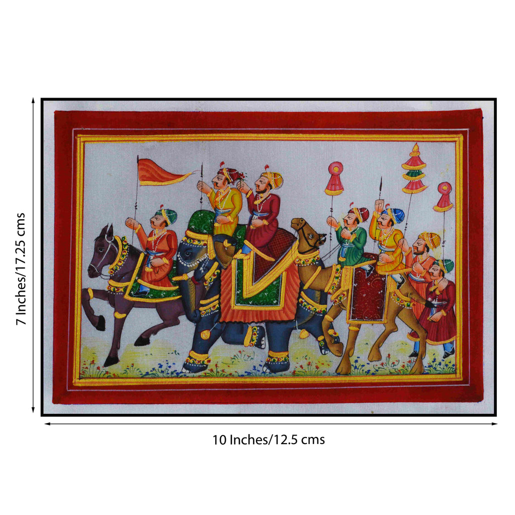 Royal Procession Original Art Silk Painting Kafalo