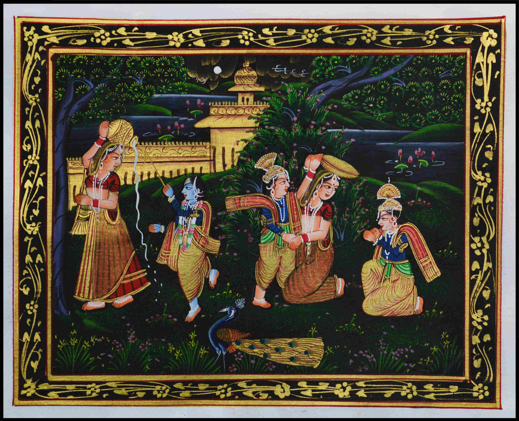 Krishna Eating Makhan Original Art Silk Painting Kafalo