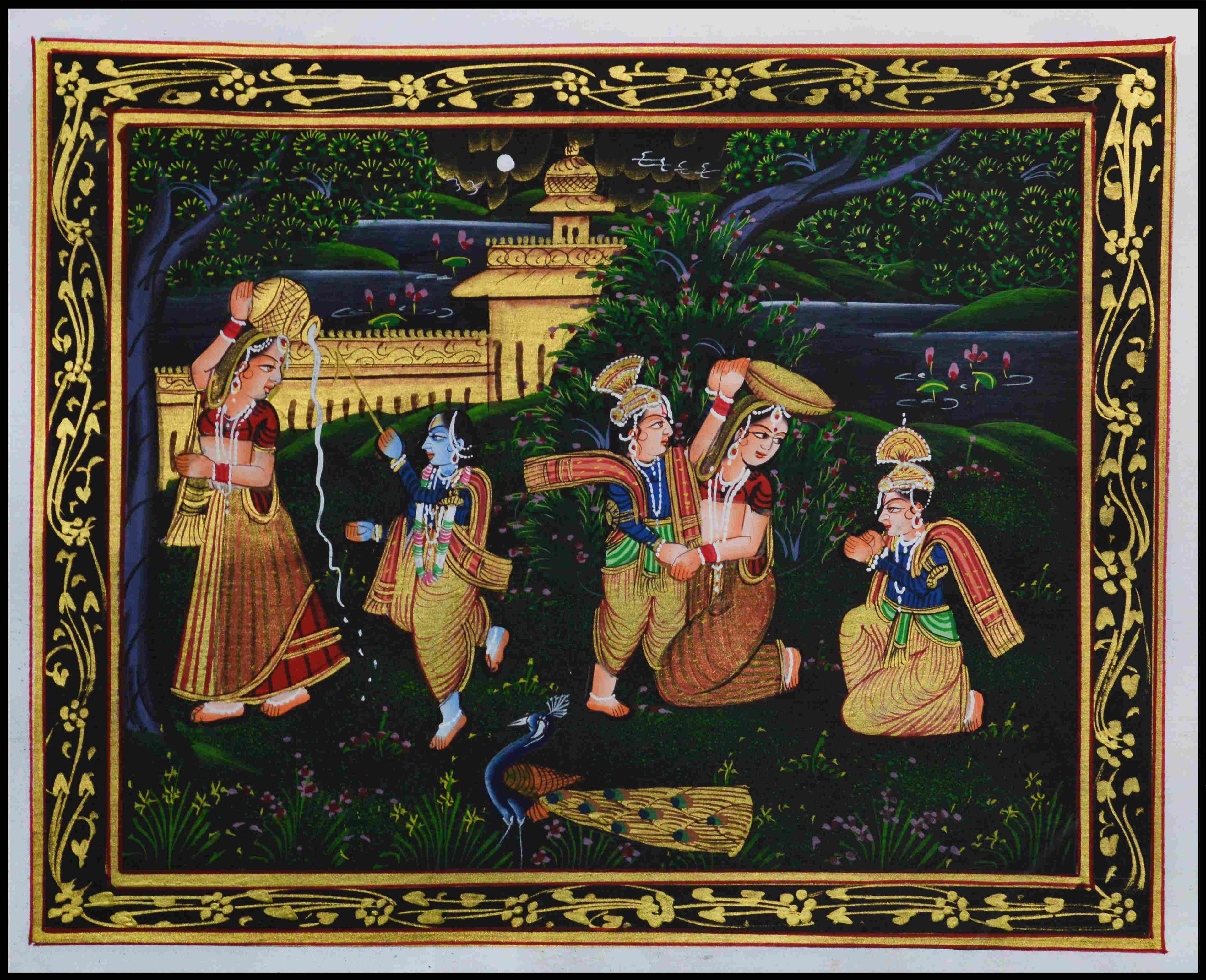 Krishna Eating Makhan Original Art Silk Painting Kafalo