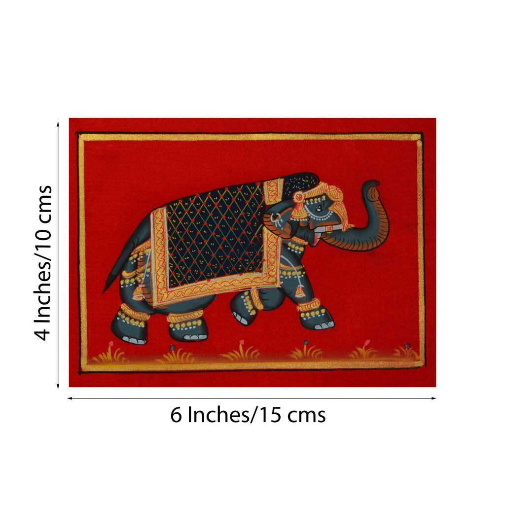 Royal Elephant Original Art Silk Painting Kafalo