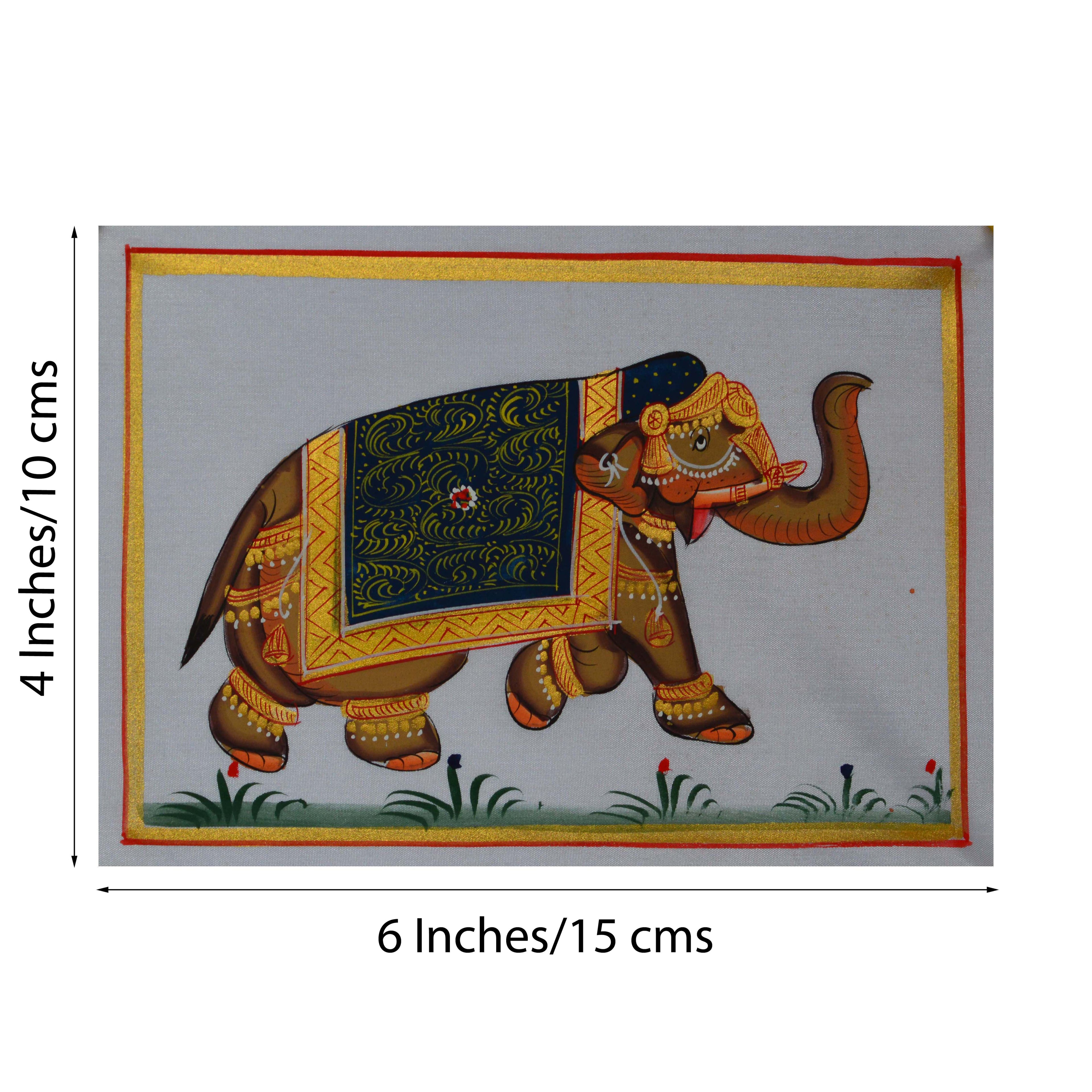 Royal Elephant Original Art Silk Painting Kafalo