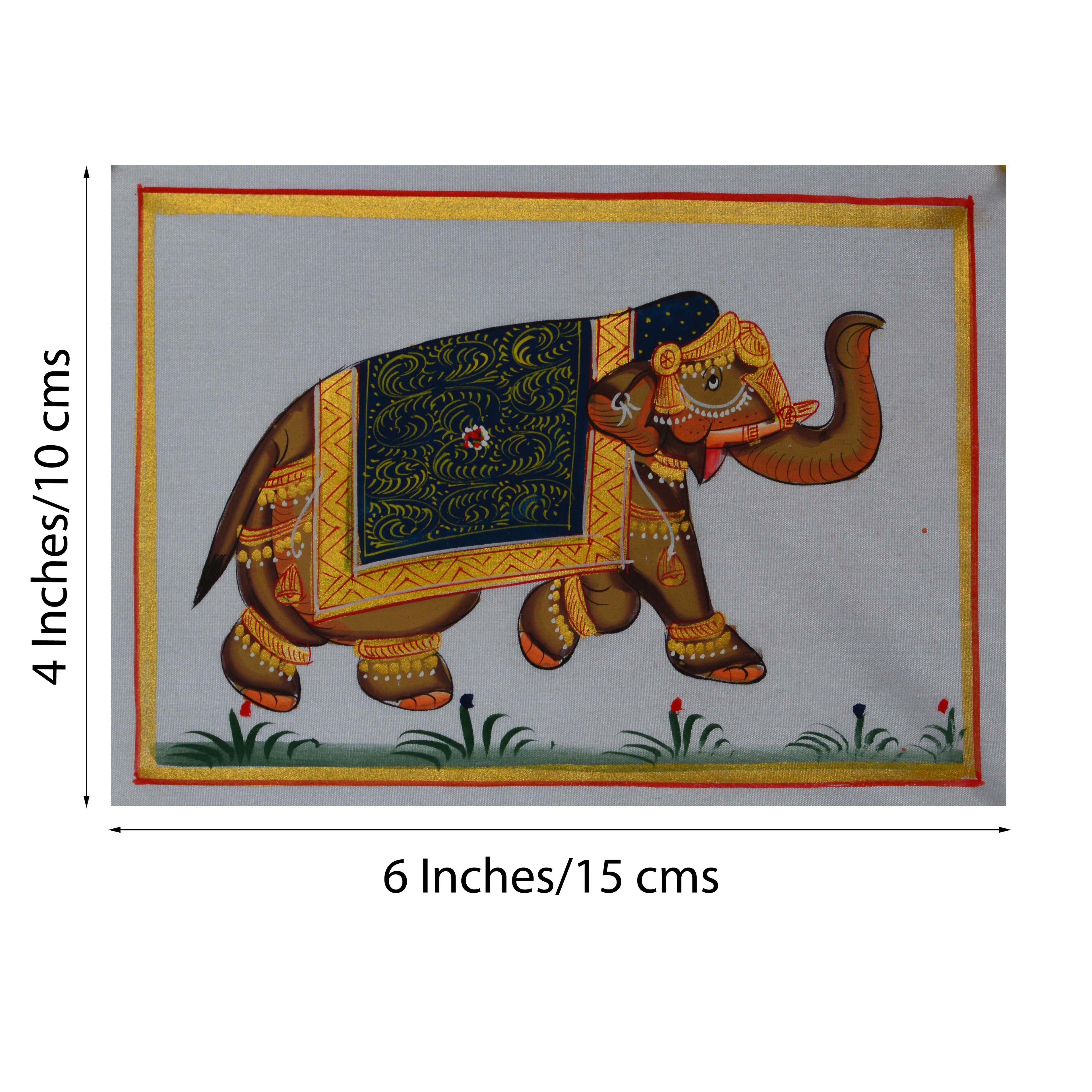 Royal Elephant Original Art Silk Painting Kafalo