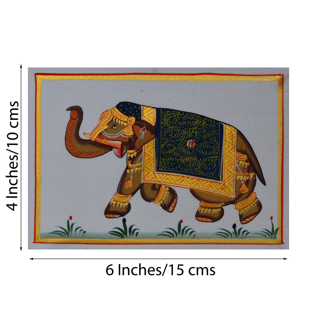 Royal Elephant Original Art Silk Painting Kafalo