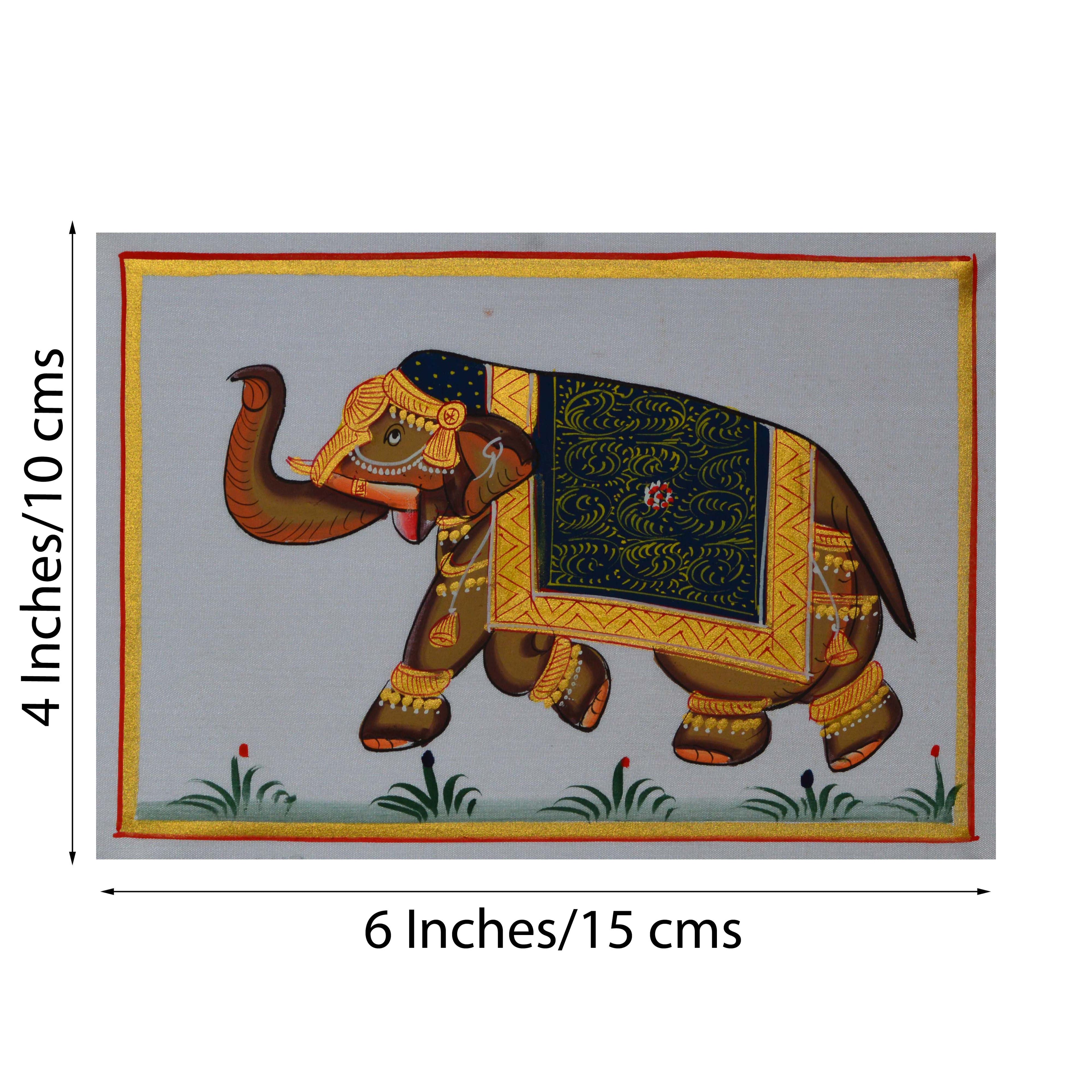 Royal Elephant Original Art Silk Painting Kafalo