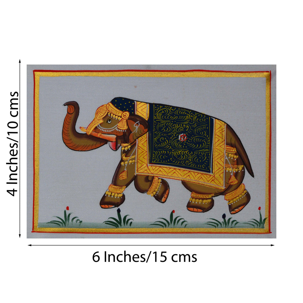Royal Elephant Original Art Silk Painting Kafalo