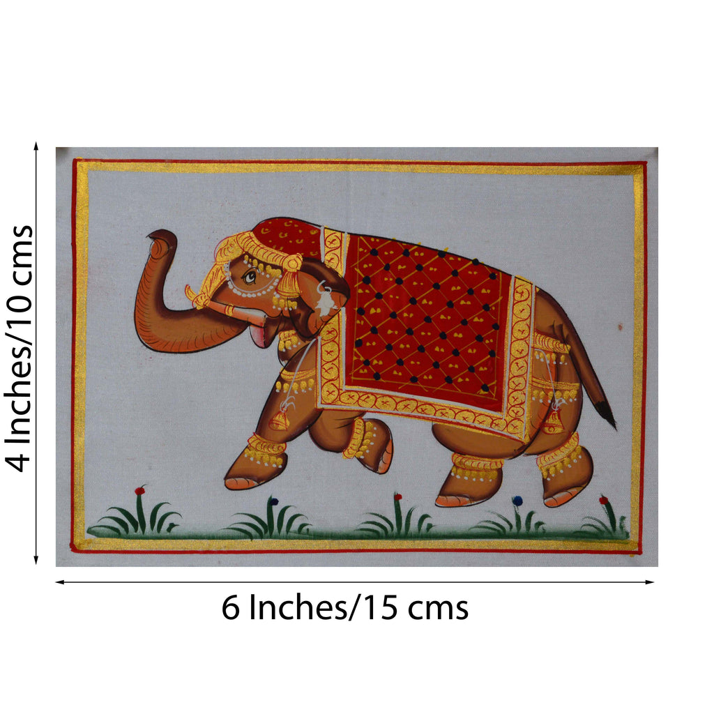 Royal Elephant Original Art Silk Painting Kafalo