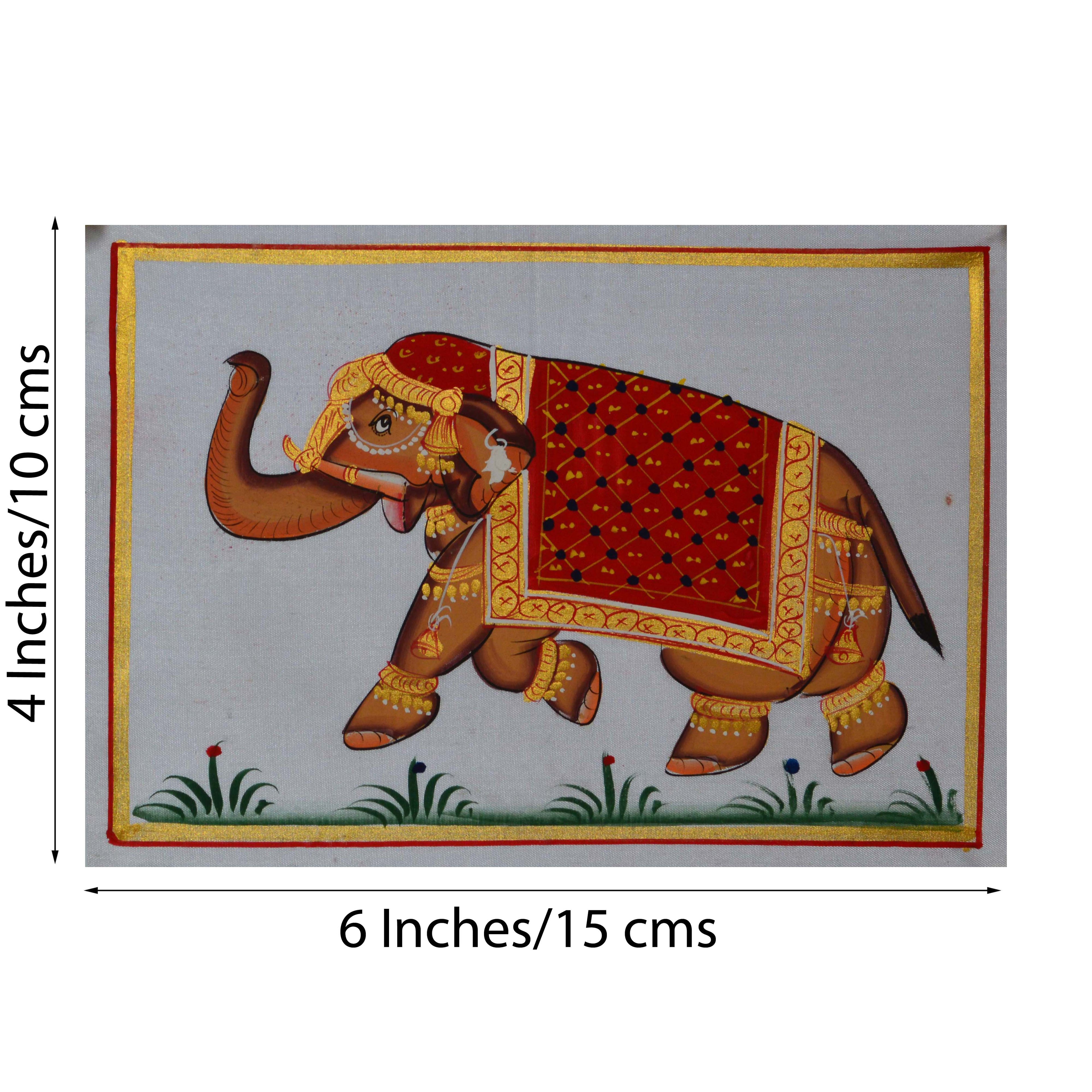Royal Elephant Original Art Silk Painting Kafalo