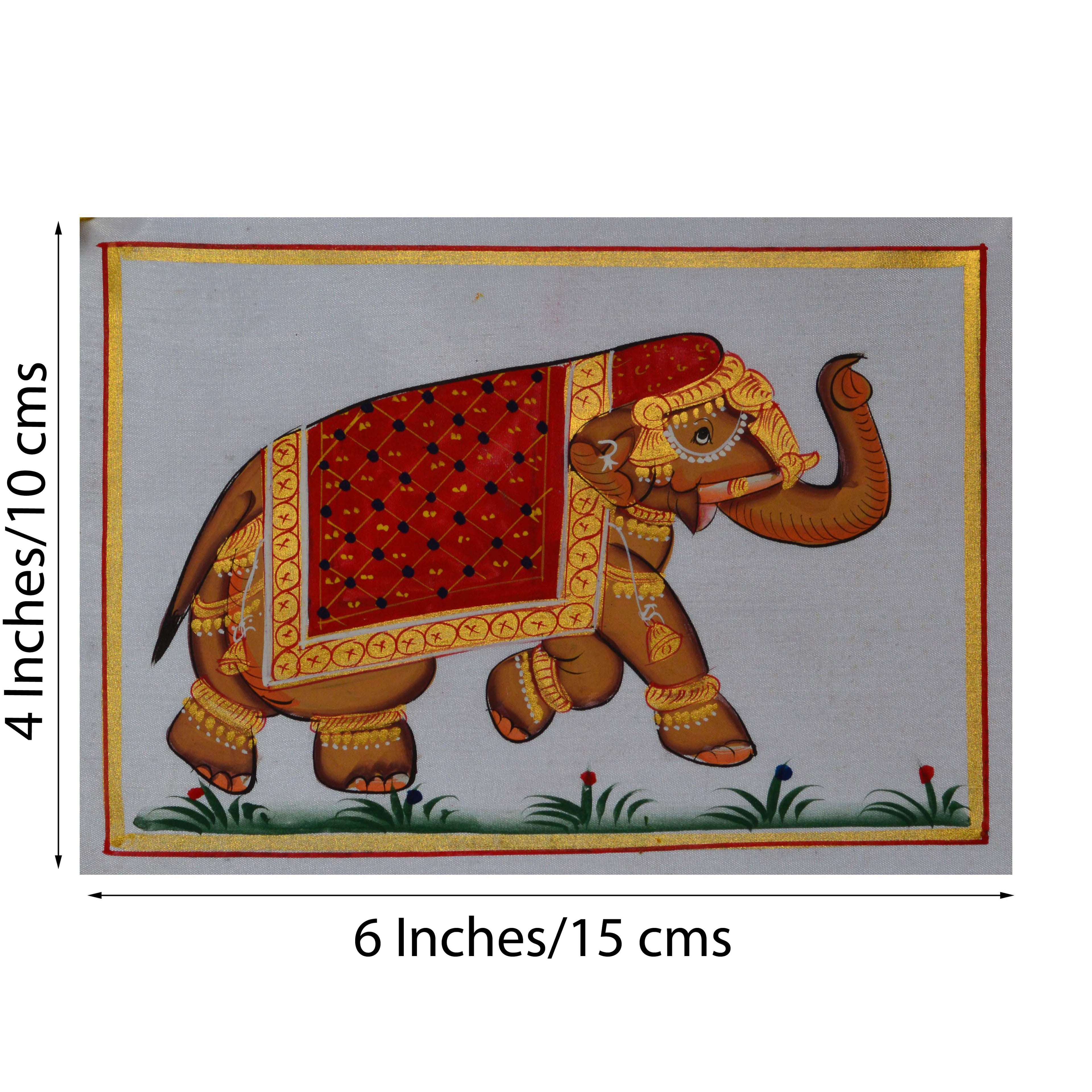 Royal Elephant Original Art Silk Painting Kafalo