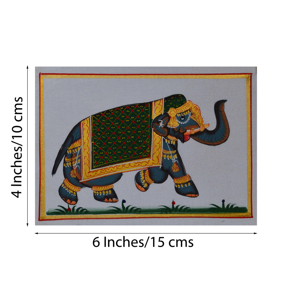 Royal Elephant Original Art Silk Painting Kafalo