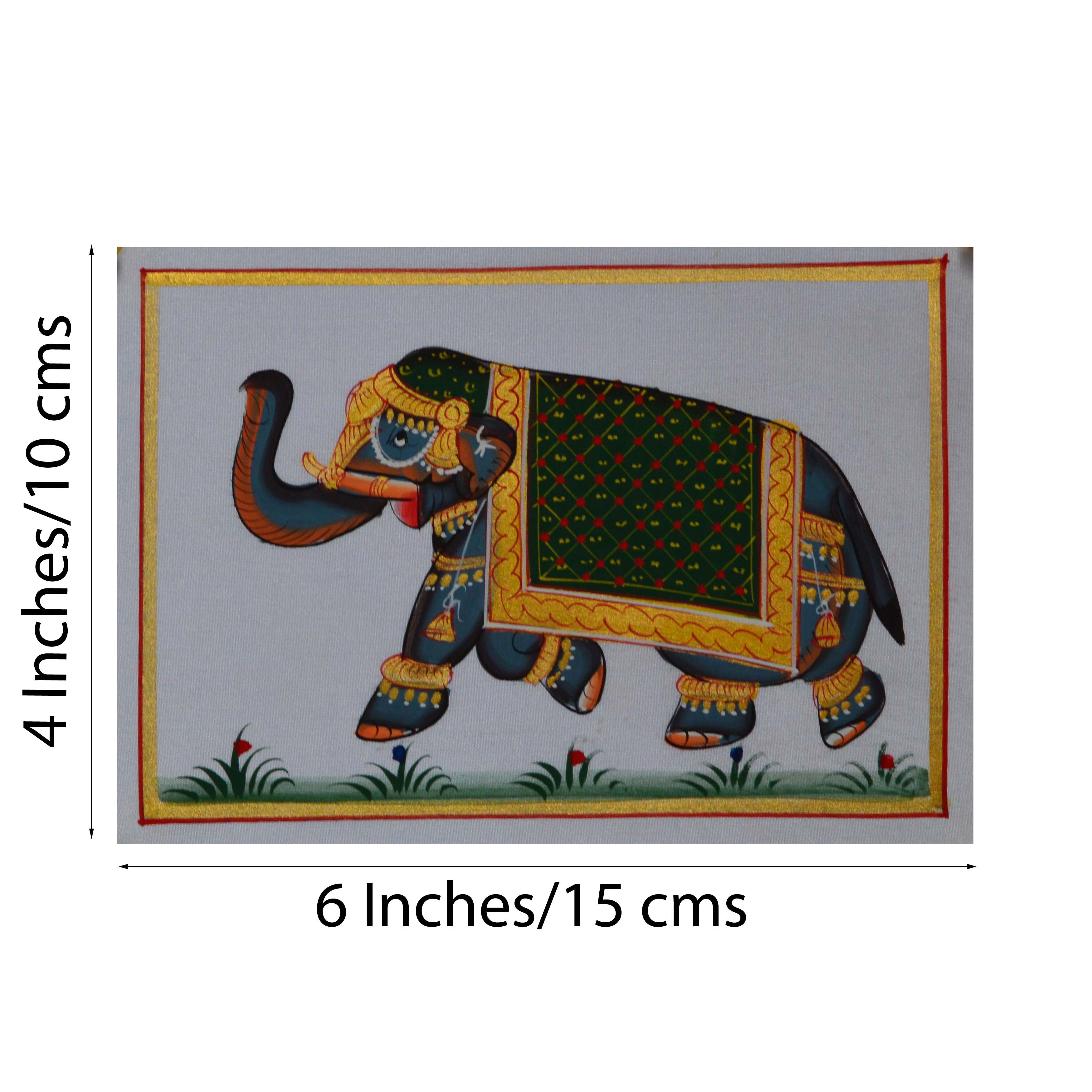 Royal Elephant Original Art Silk Painting Kafalo