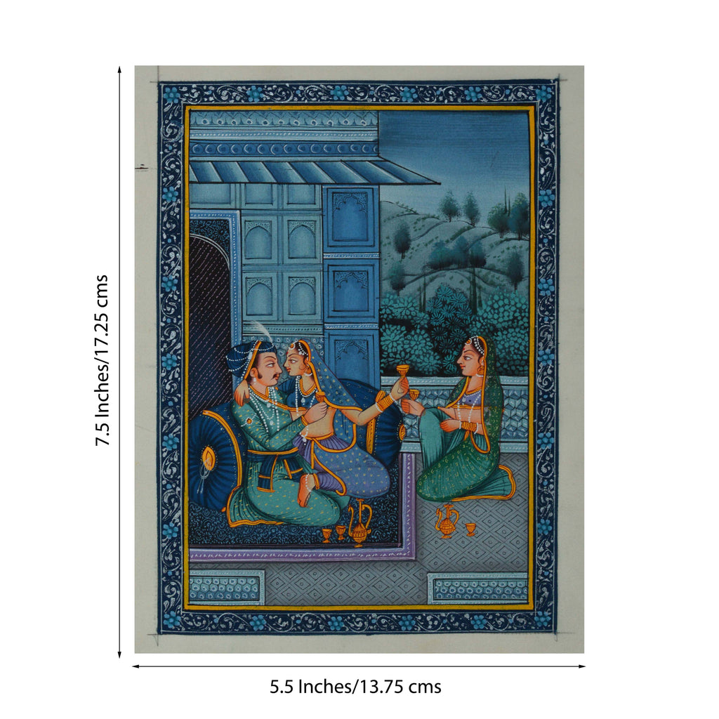 Royal Couple Romantic Scene Original Art Silk Painting Kafalo