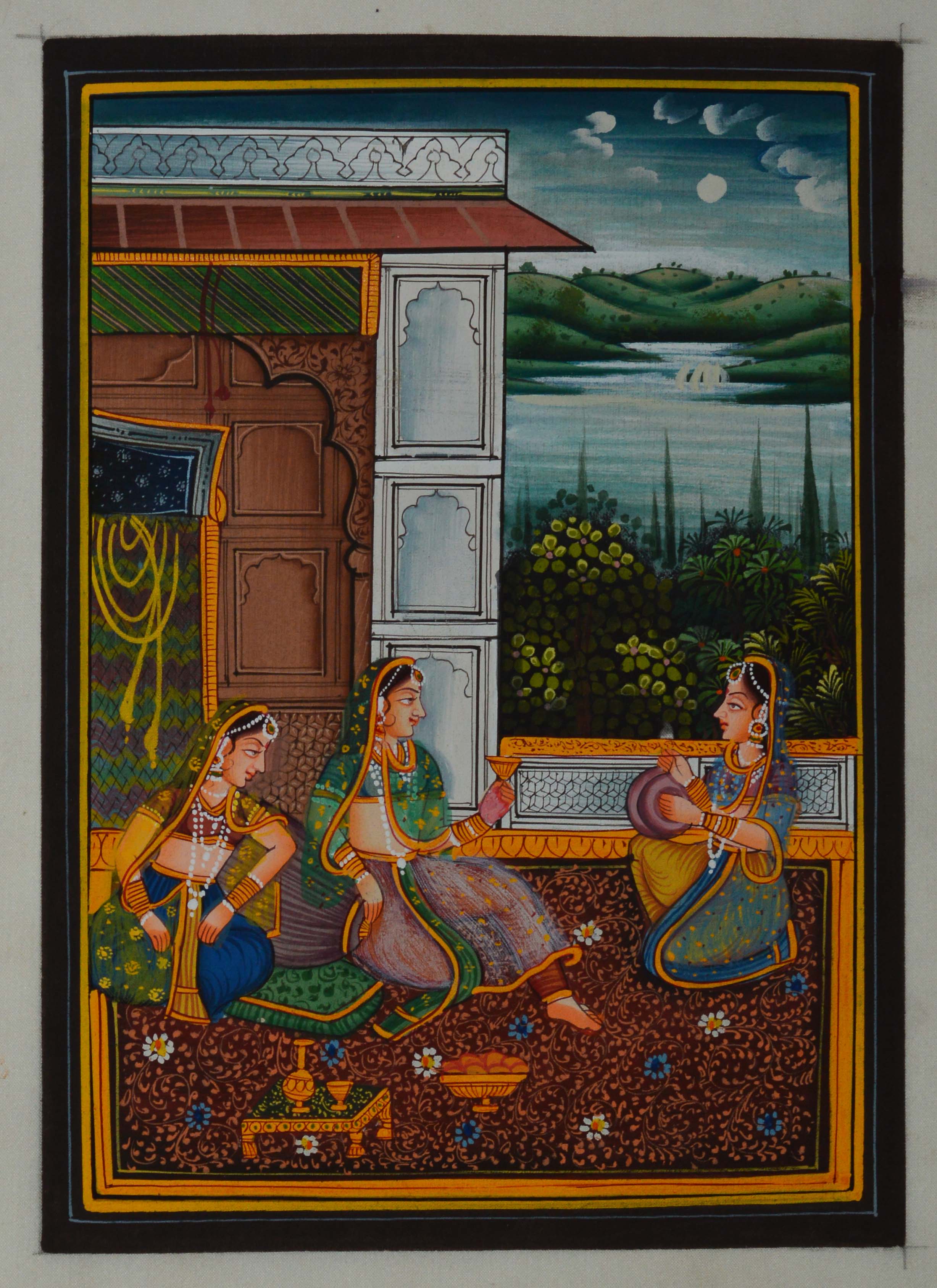 Queen Entertained by Sevikas Original Art Silk Painting Kafalo