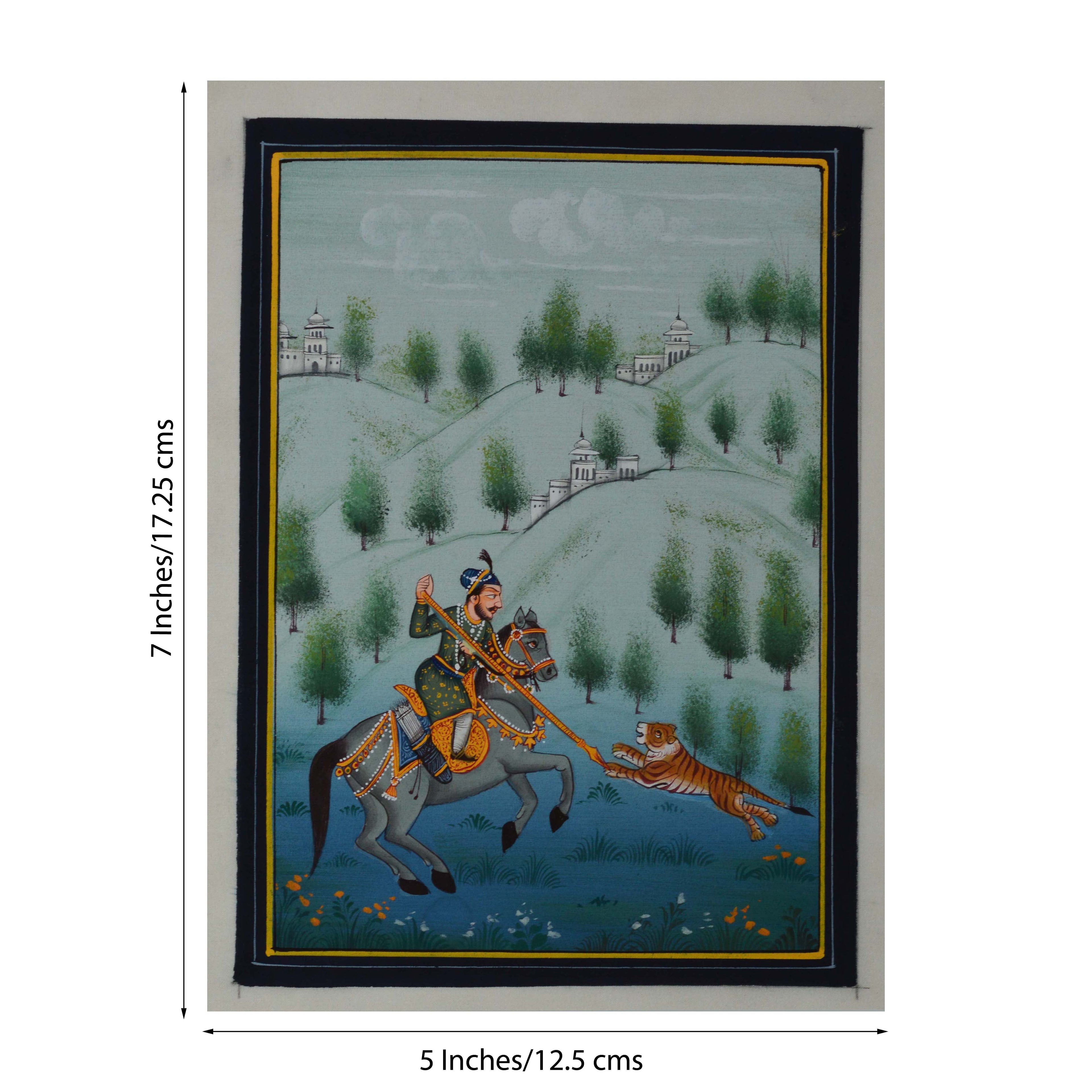King Hunting Tiger Original Art Silk Painting Kafalo