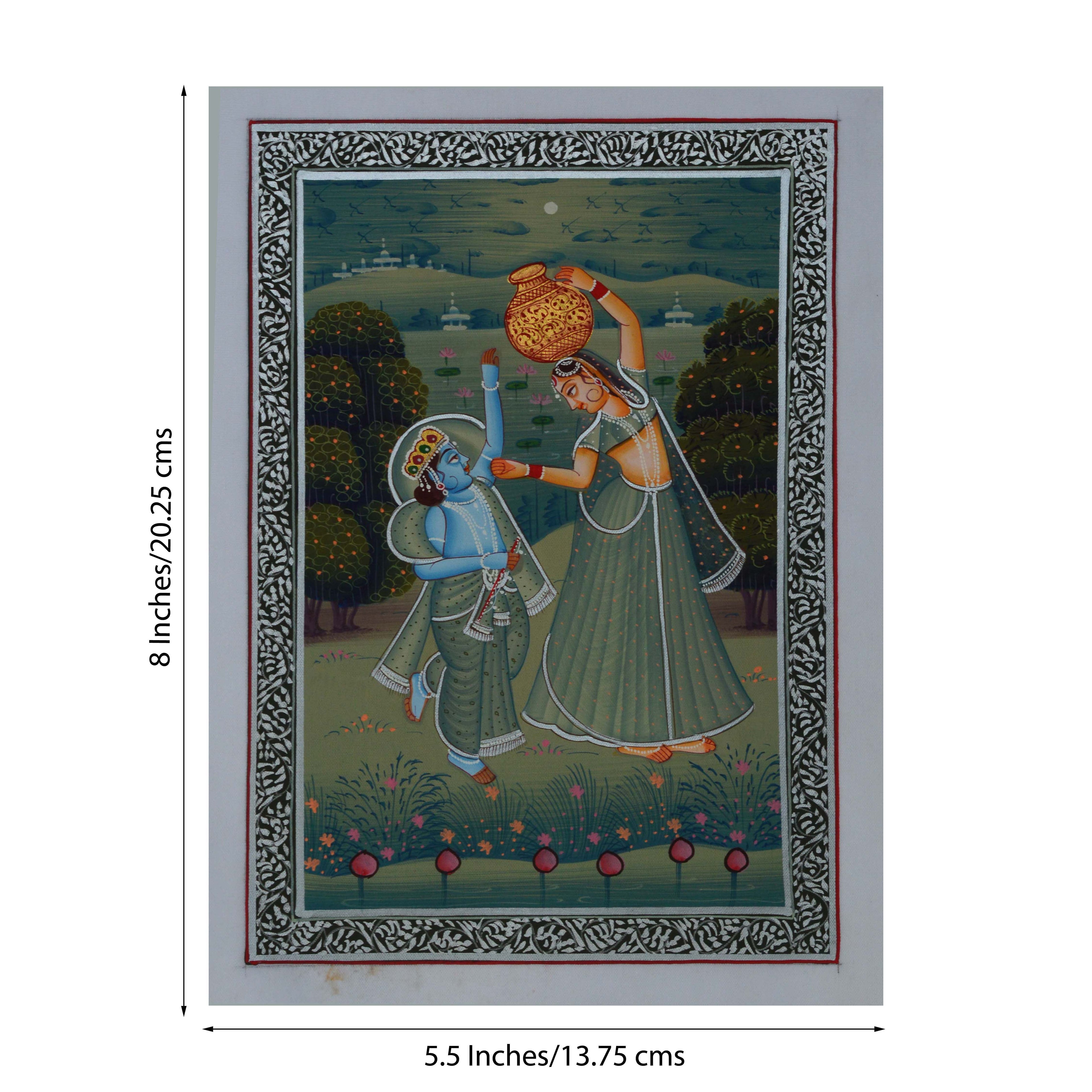 Bal Krishna Teasing Gopi for Makhan Original Art Silk Painting Kafalo