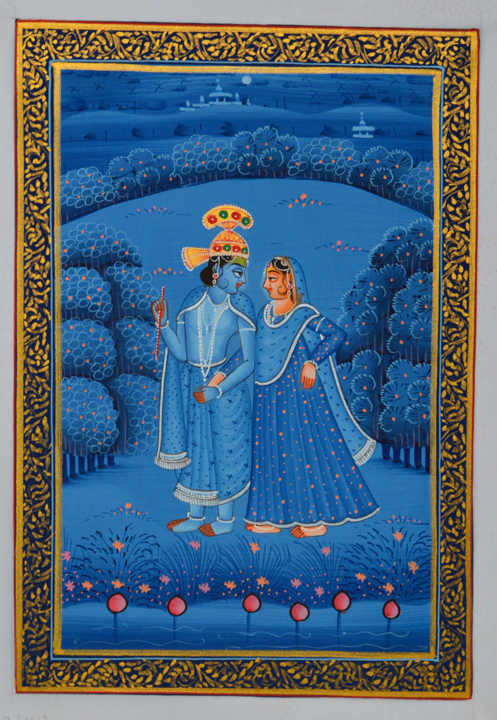 Radha Krishna Original Art Silk Painting Kafalo