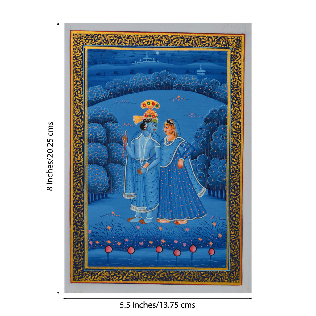 Radha Krishna Original Art Silk Painting Kafalo