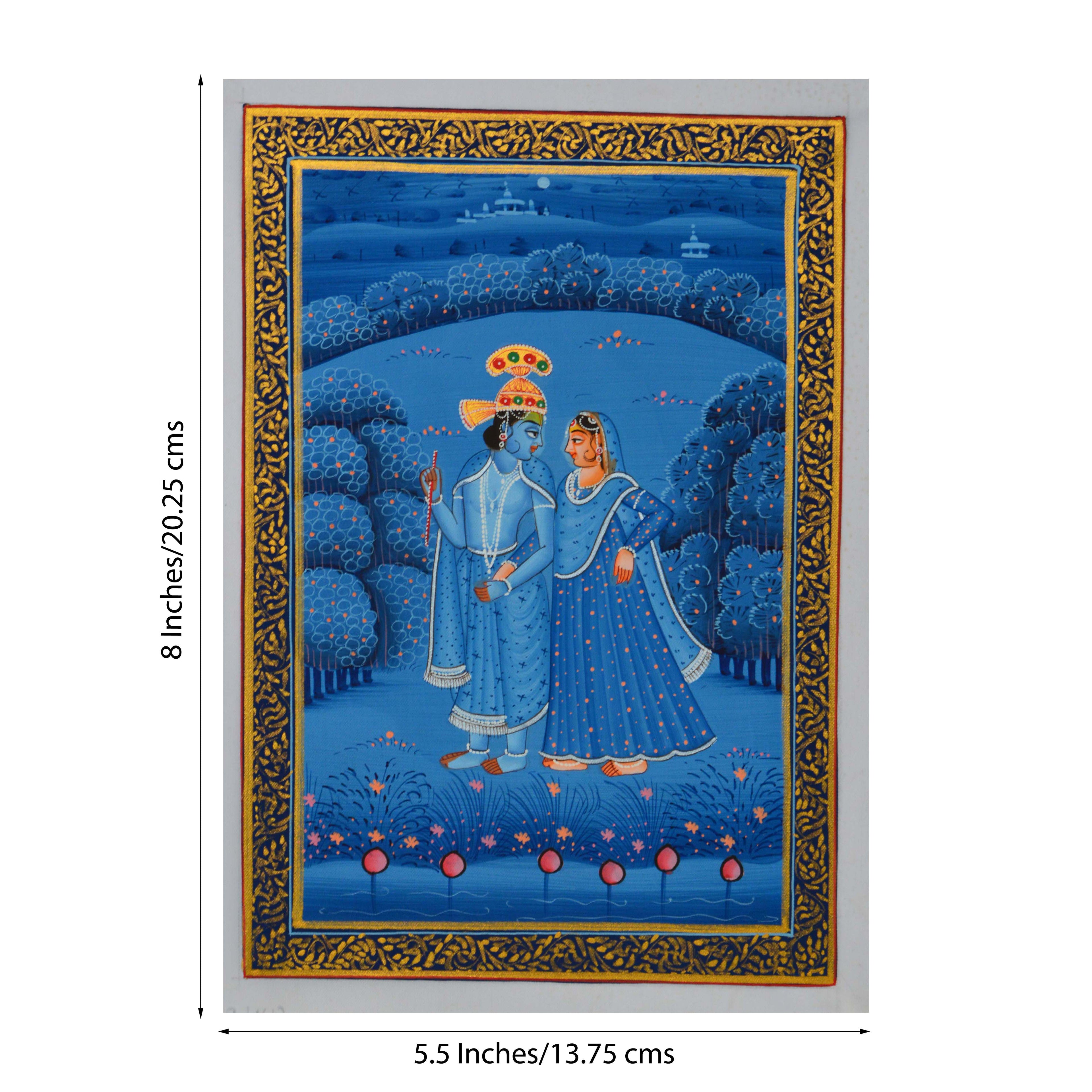 Radha Krishna Original Art Silk Painting Kafalo