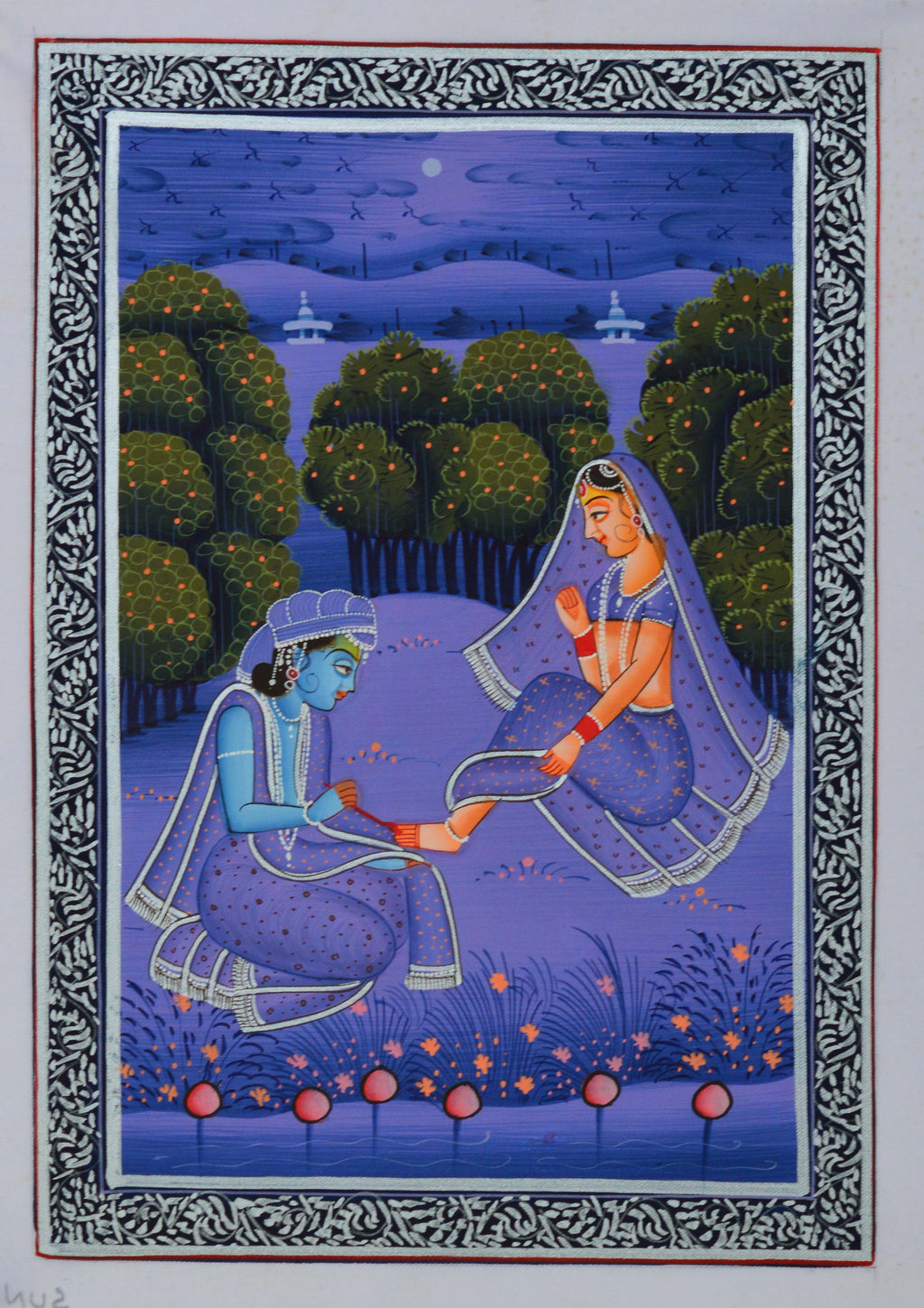Radha Krishna Original Art Silk Painting Kafalo